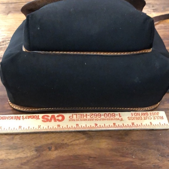 Dooney & Bourke Saddle Crossbody Black Canvas, Brown Distressed Leather - Picture 16 of 16